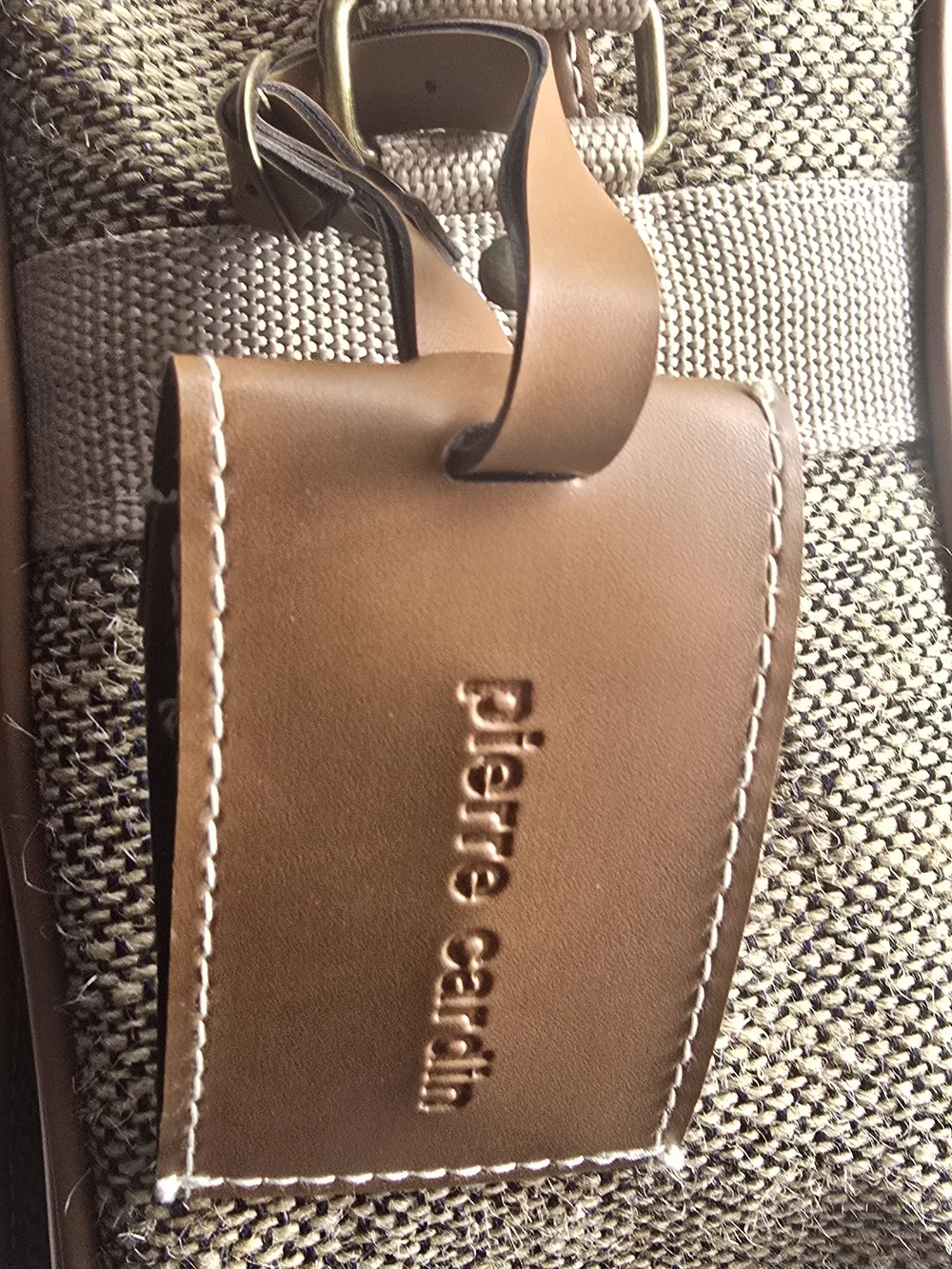 NWT Vintage Pierre Cardin Brown Woven Canvas Travel Bag